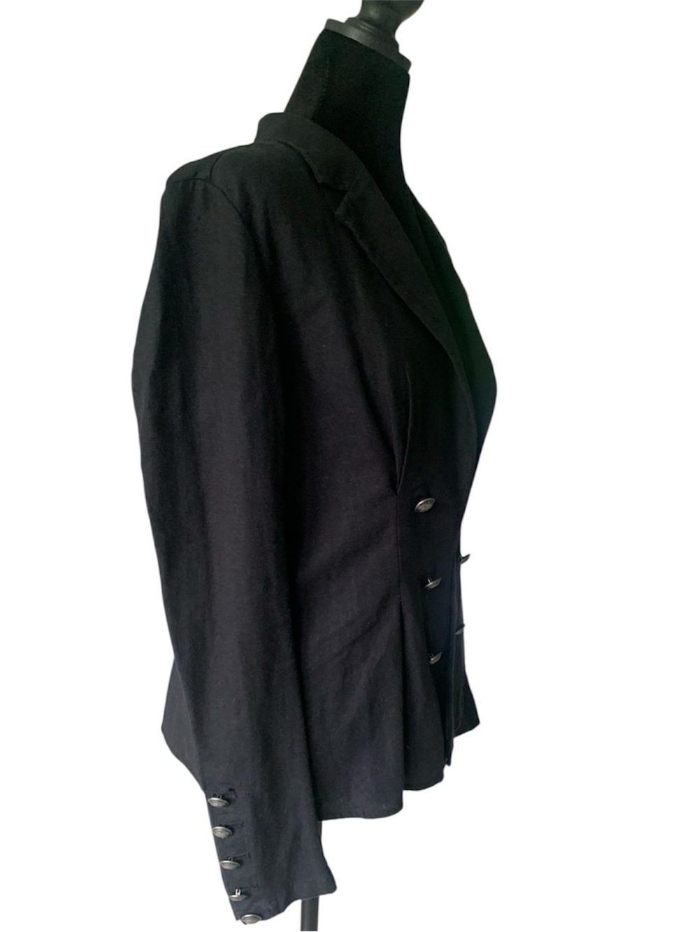 Free People Black linen blend Double-Breasted Tailored Blazer - Picture 3 of 16